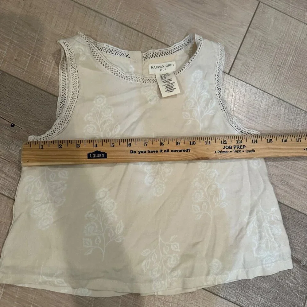HAPPILY GREY KIDS LARGE 10/12 LINEN SKIRT SET BEIGE